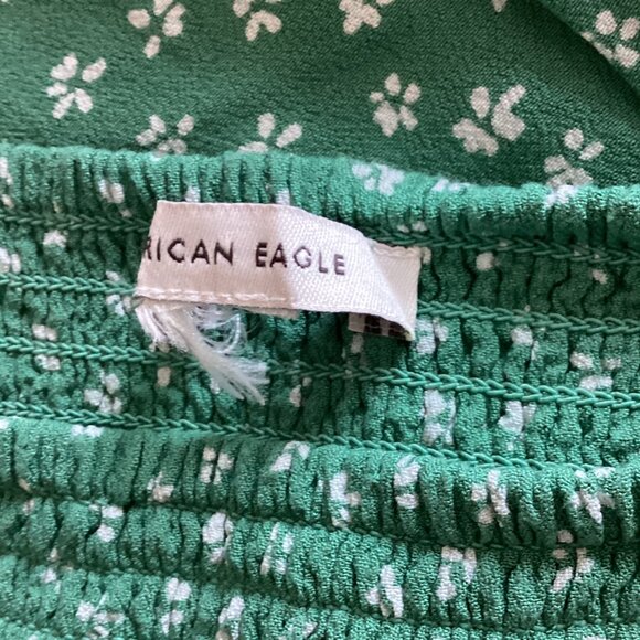 American Eagle Women's Floral Tie-Sleeve Smocked Mini Dress Size XS Sage Green - Picture 8 of 9